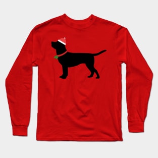 Christmas black labrador with santa hat Long Sleeve T-Shirt